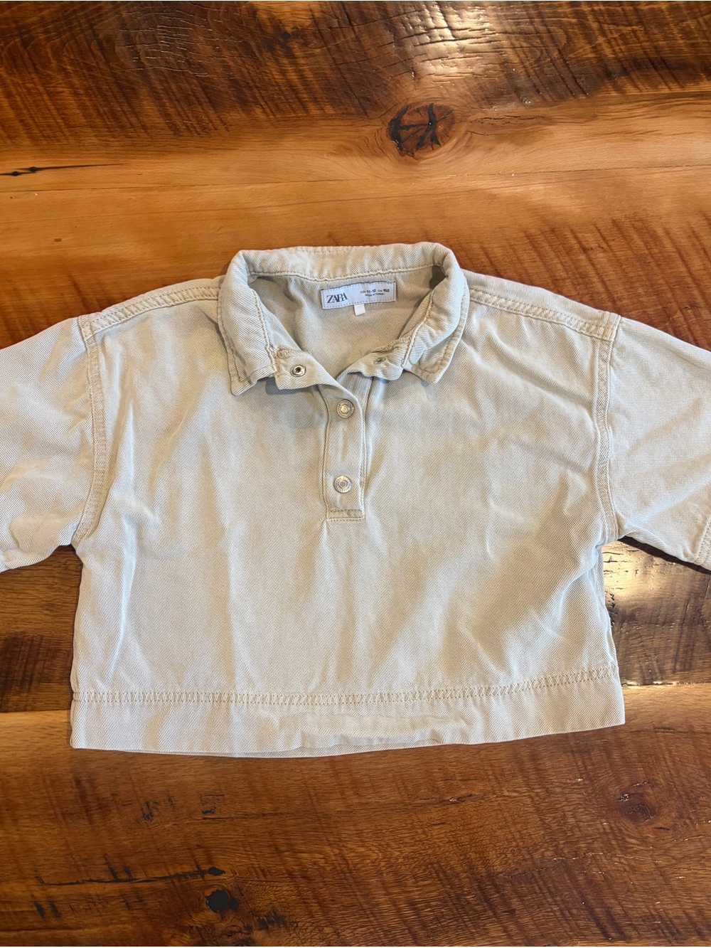 Zara Kids Beige Cropped Polo Shirt